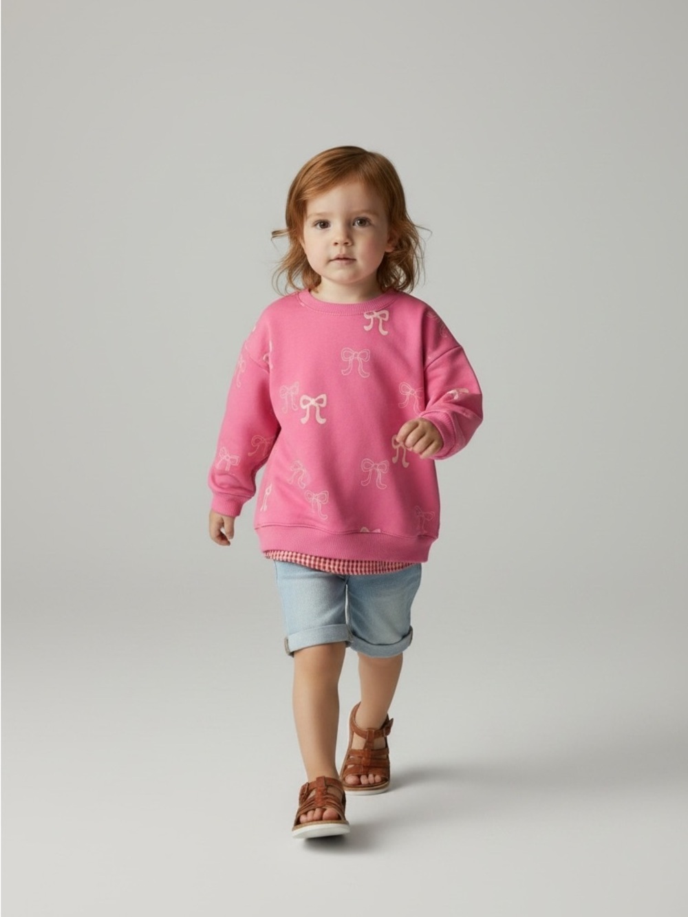 Garanimals pink bow print Girls Sweatshirt 4T long sleeves pull-on cotton blend